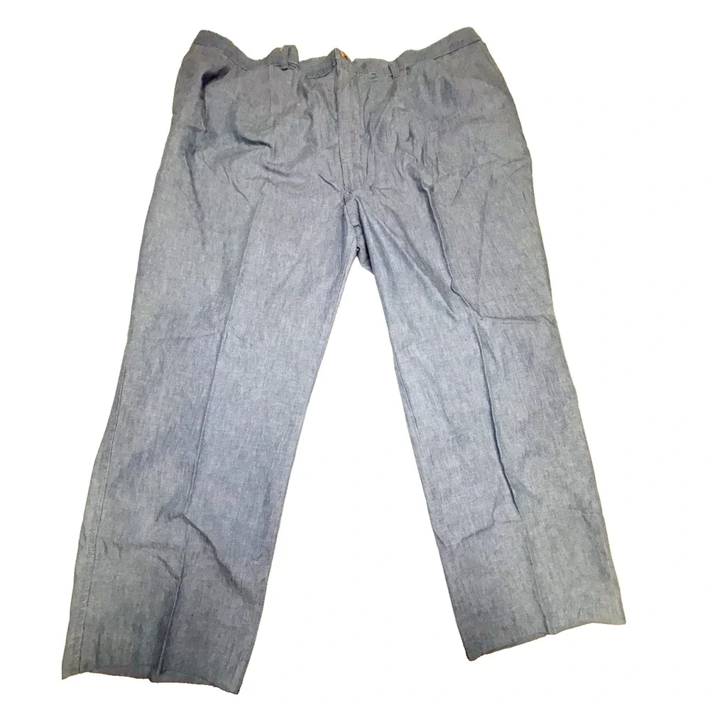 Mens Lightweight Light Blue Pants Elastic Waist Pants 48 x 30 Made in USA